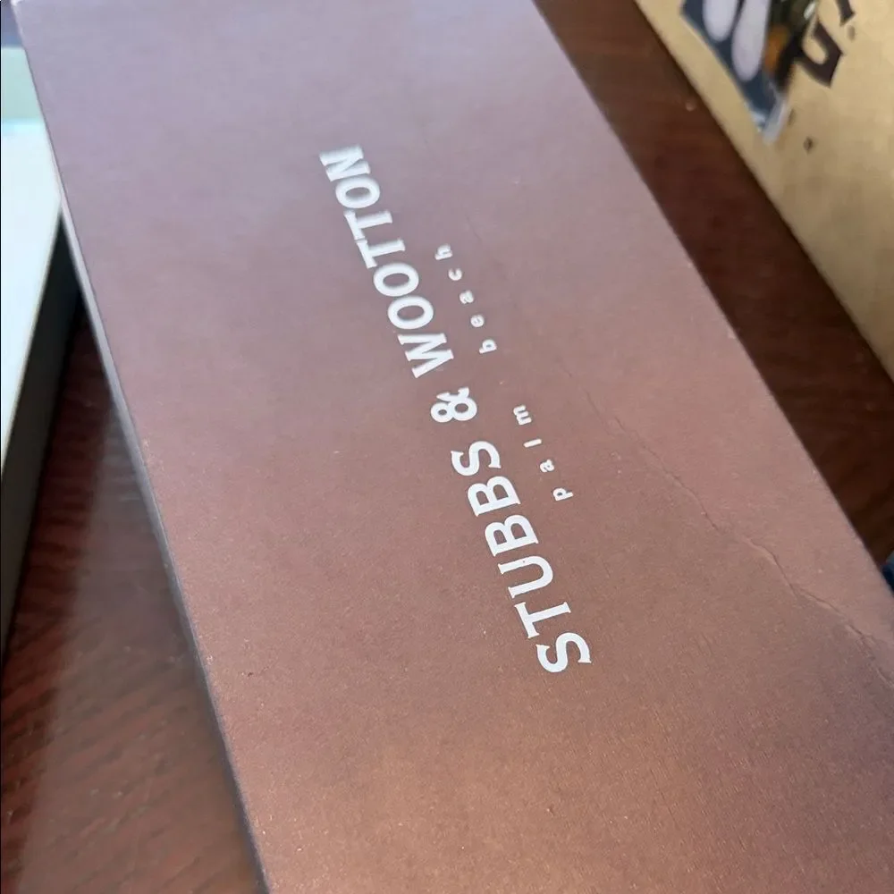 Stubbs & Wootton Black and Tan Espadrille Slides 38